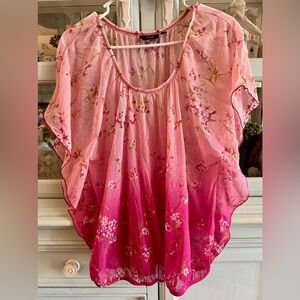 Apt. 9 Pink Floral Ombre Peasant Tunic